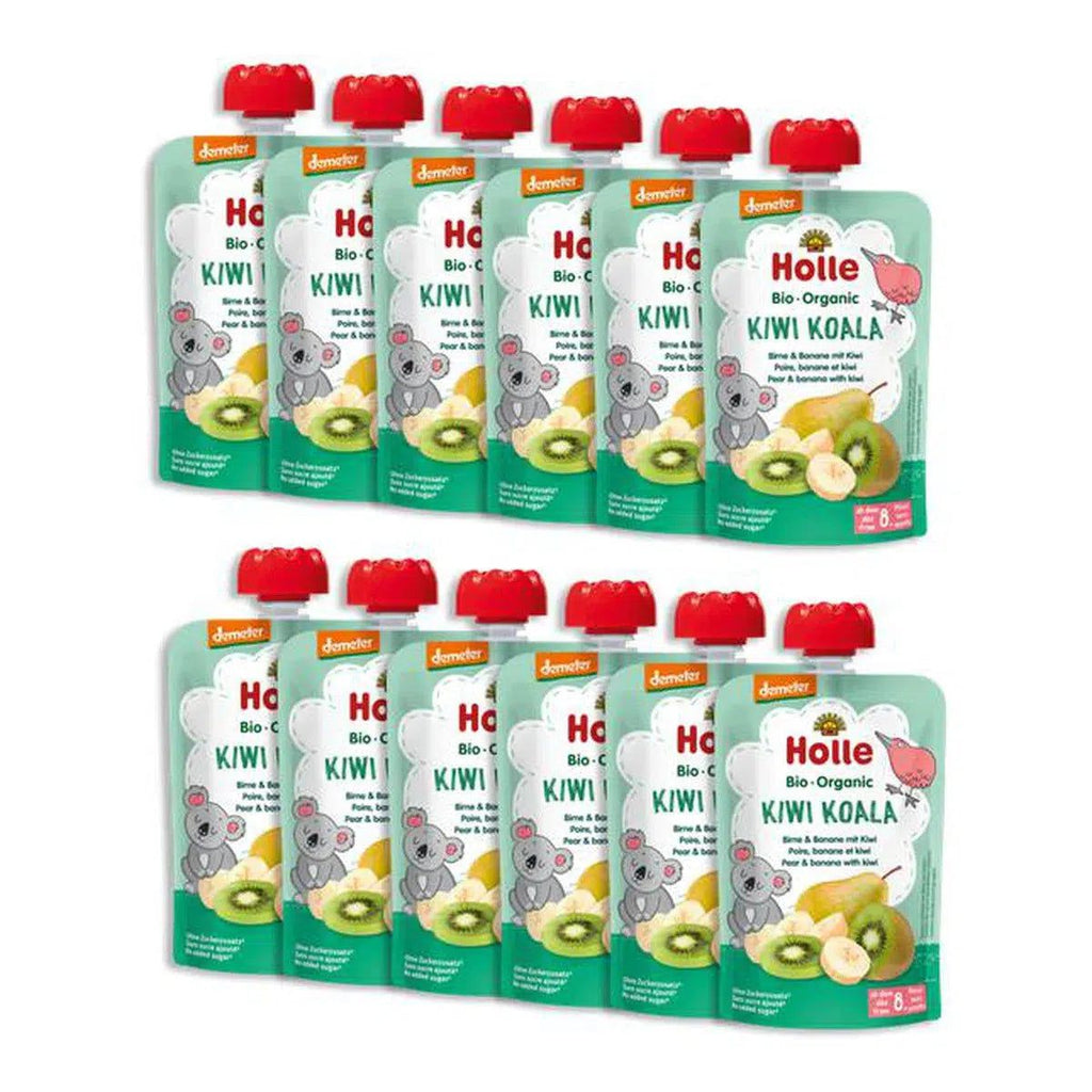Holle Kiwi Koala: Pear, Banana & Kiwi (8+ Months) - 12 Pouches | Organic's Best Shop