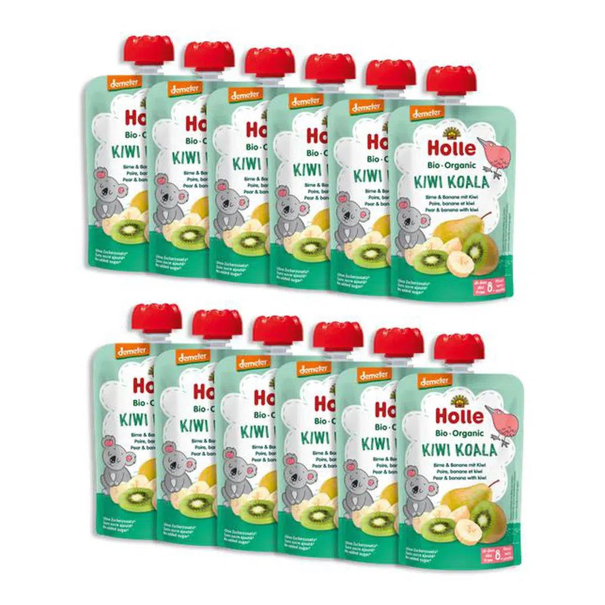 Holle Kiwi Koala: Pear, Banana & Kiwi (8+ Months) - 12 Pouches | Organic's Best Shop