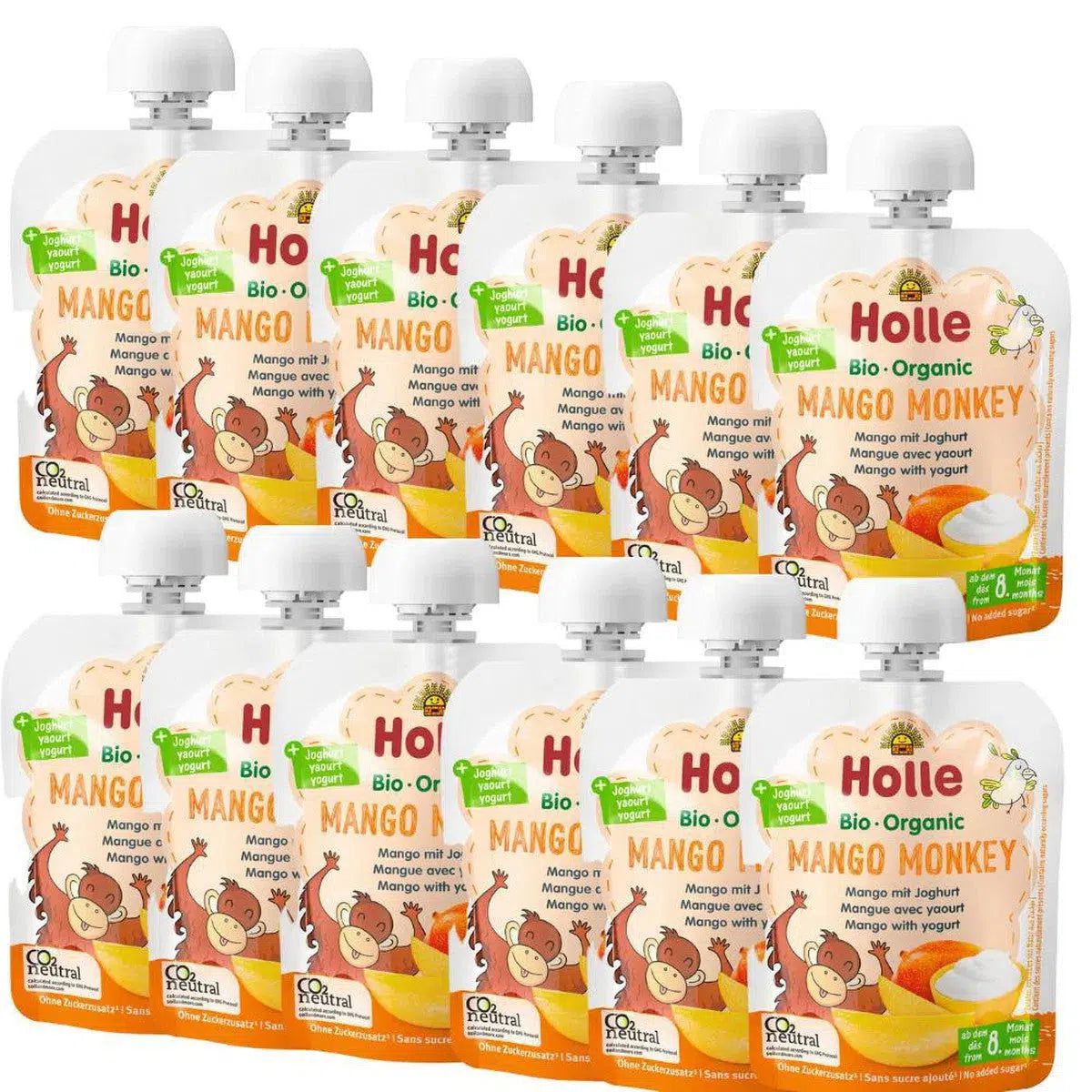 Holle Mango Monkey: Mango & Yogurt (8+ Months) - 12 Pouches | Organic's Best Shop