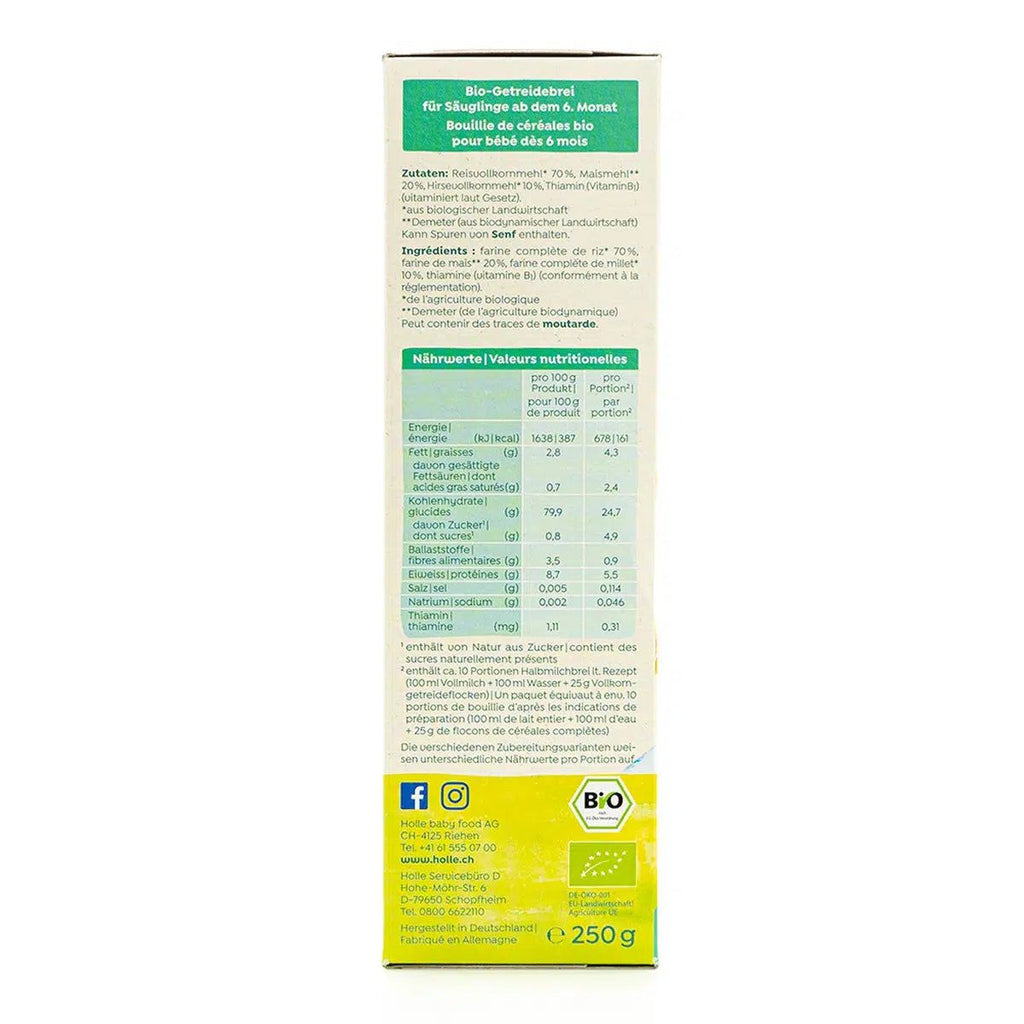 Holle Organic 3-Grain Porridge (6+ Months) - 250g | Nutrition facts