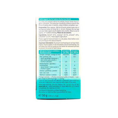 Holle Organic Baby Tea (20 tea bags) - from 5th Month | Organic Baby Tea | Nutrition Facs