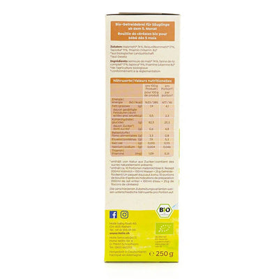 Holle Organic Corn and Tapioca Porridge (5+ Months) - 250g | Nutrition facts