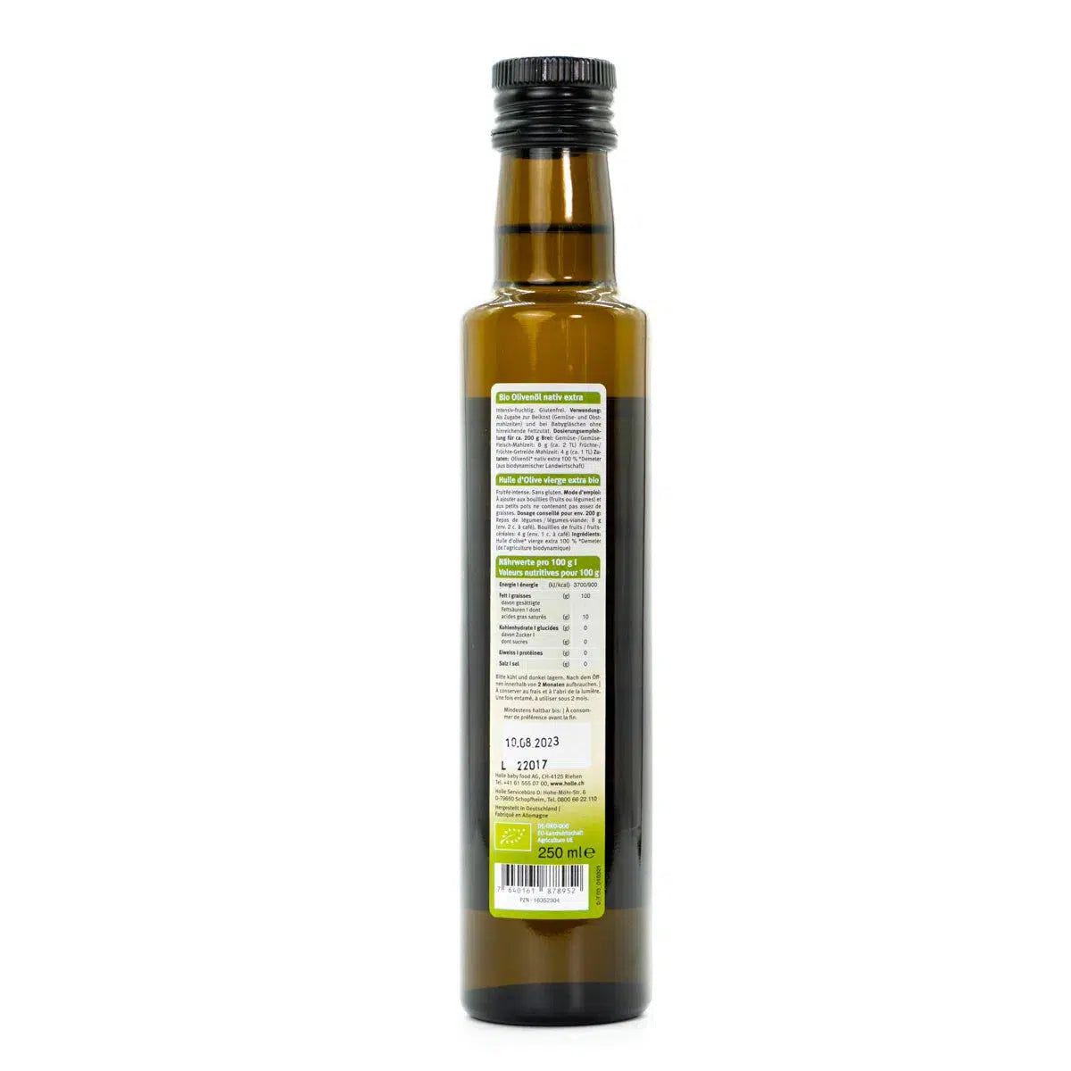 Holle Organic Extra Virgin Olive Oil for babies (250 ml)-From 5 Months | Nutrition facts
