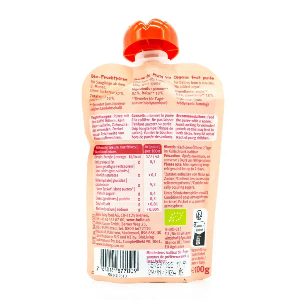 Holle Red Bee: Apple & Strawberry (8+ Months) - 12 Pouches | Ingredients