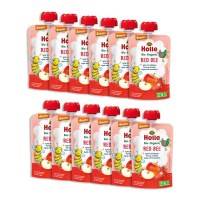 Holle Red Bee: Apple & Strawberry (8+ Months) - 12 Pouches | Organic's Best Shop