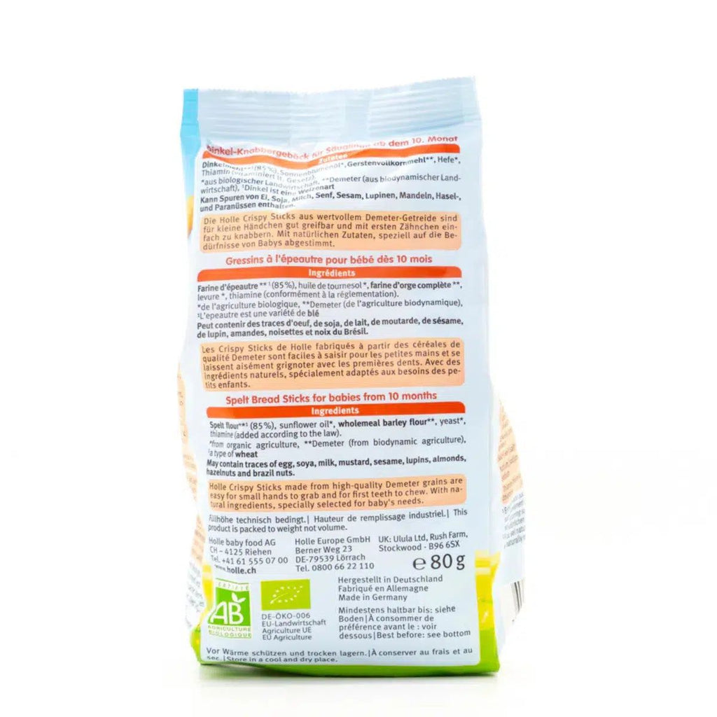 Holle Snack - Crunchy Spelt Sticks (10+ Months)  | Organic's Best Shop | Nutrition facts 
