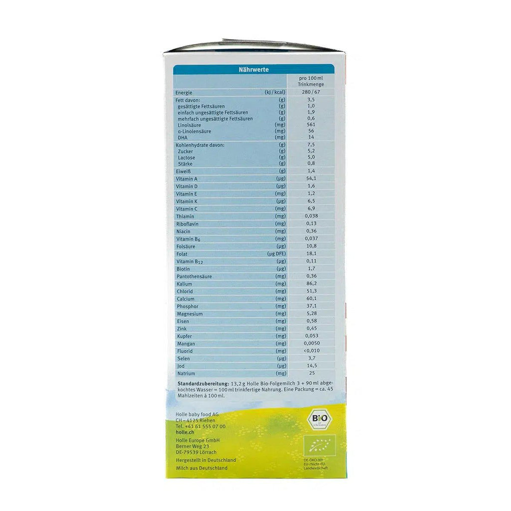 Holle Stage 3 (10-12 Months) |  European Organic Baby Formula | Nutrition Facts