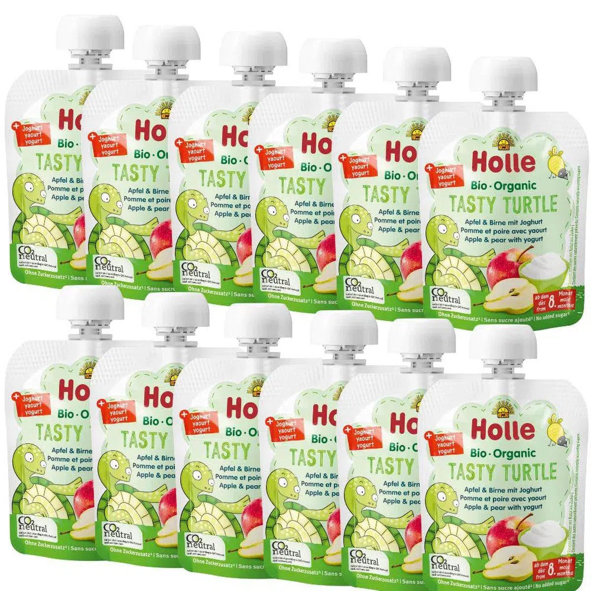 Holle Tasty Turtle: Apple, Pear & Yogurt (8+ Months) - 12 Pouches | Organic's Best Shop