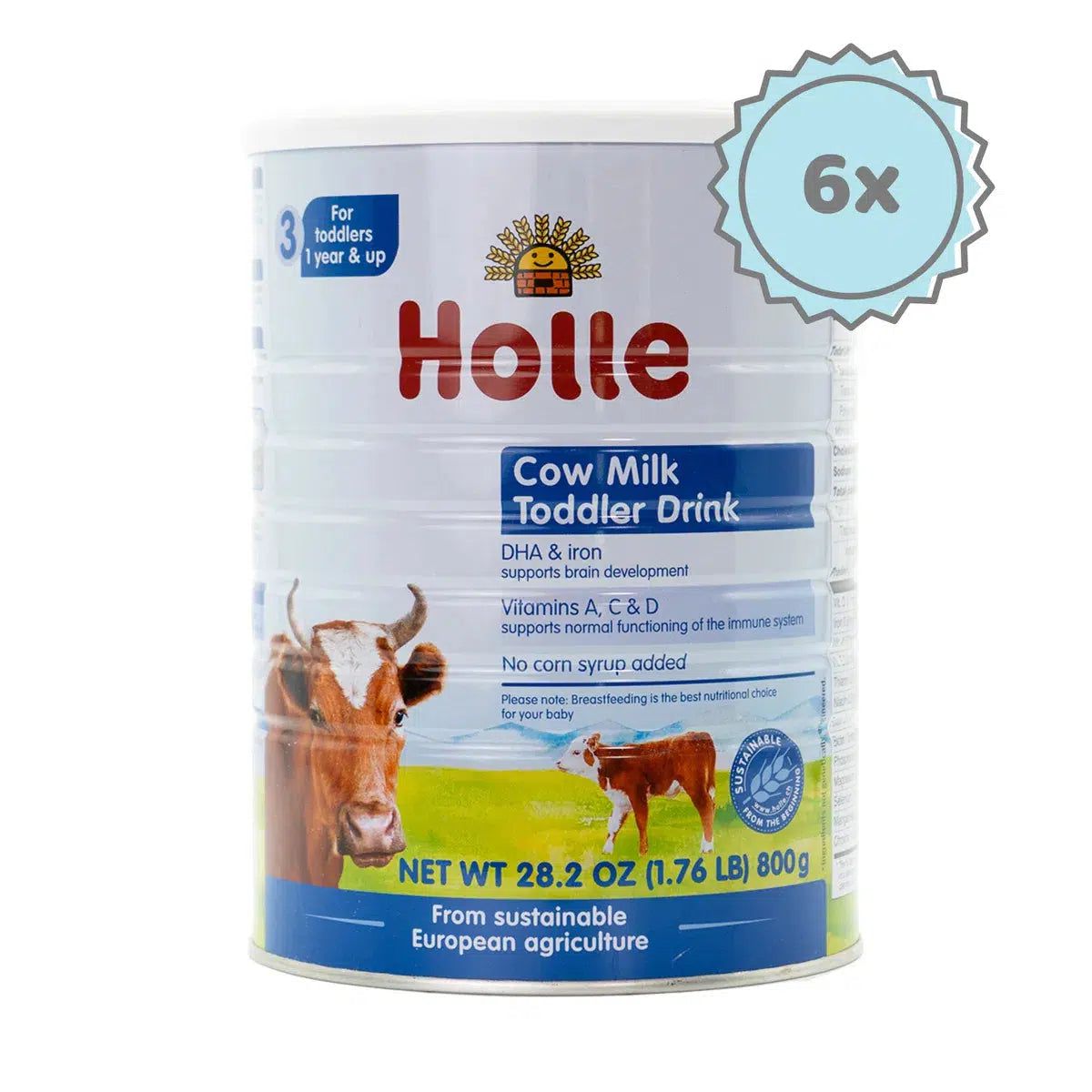 Holle Toddler (12+ Months) Cow Milk Formula: USA Version (800g) | Organic Baby Formula | 6 cans