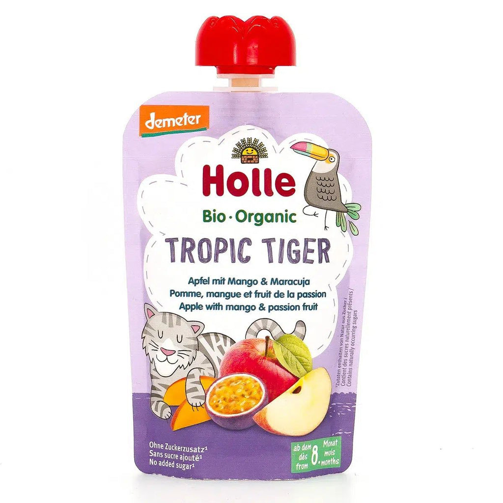 Holle Tropic Tiger: Apple, Mango & Passion Fruit (8+ Months) | Organic Baby Pouch