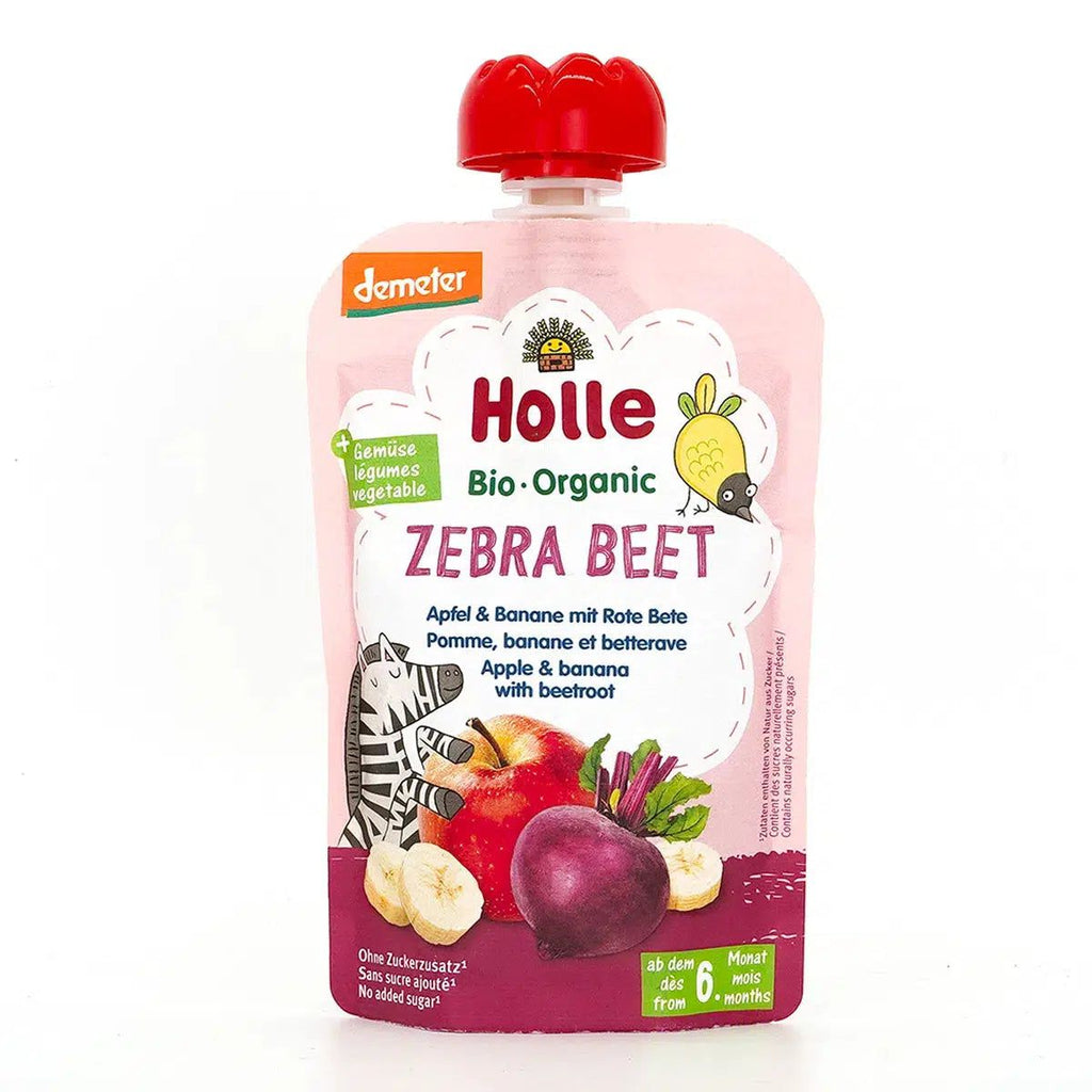Holle Zebra Beet: Apple, Banana & Beetroot (6+ Months) | Organic Baby Pouch