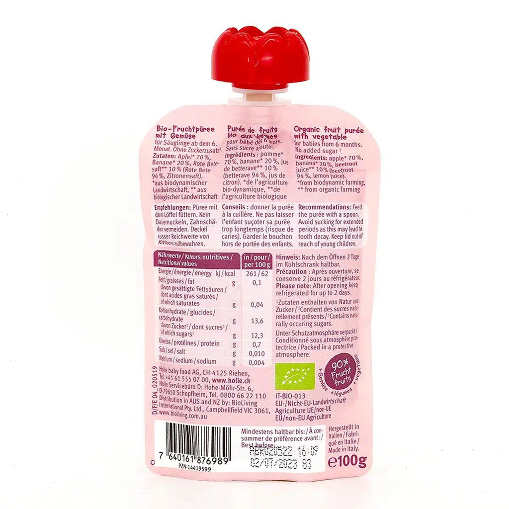 Holle Zebra Beet: Apple, Banana & Beetroot (6+ Months) | Nutrition facts