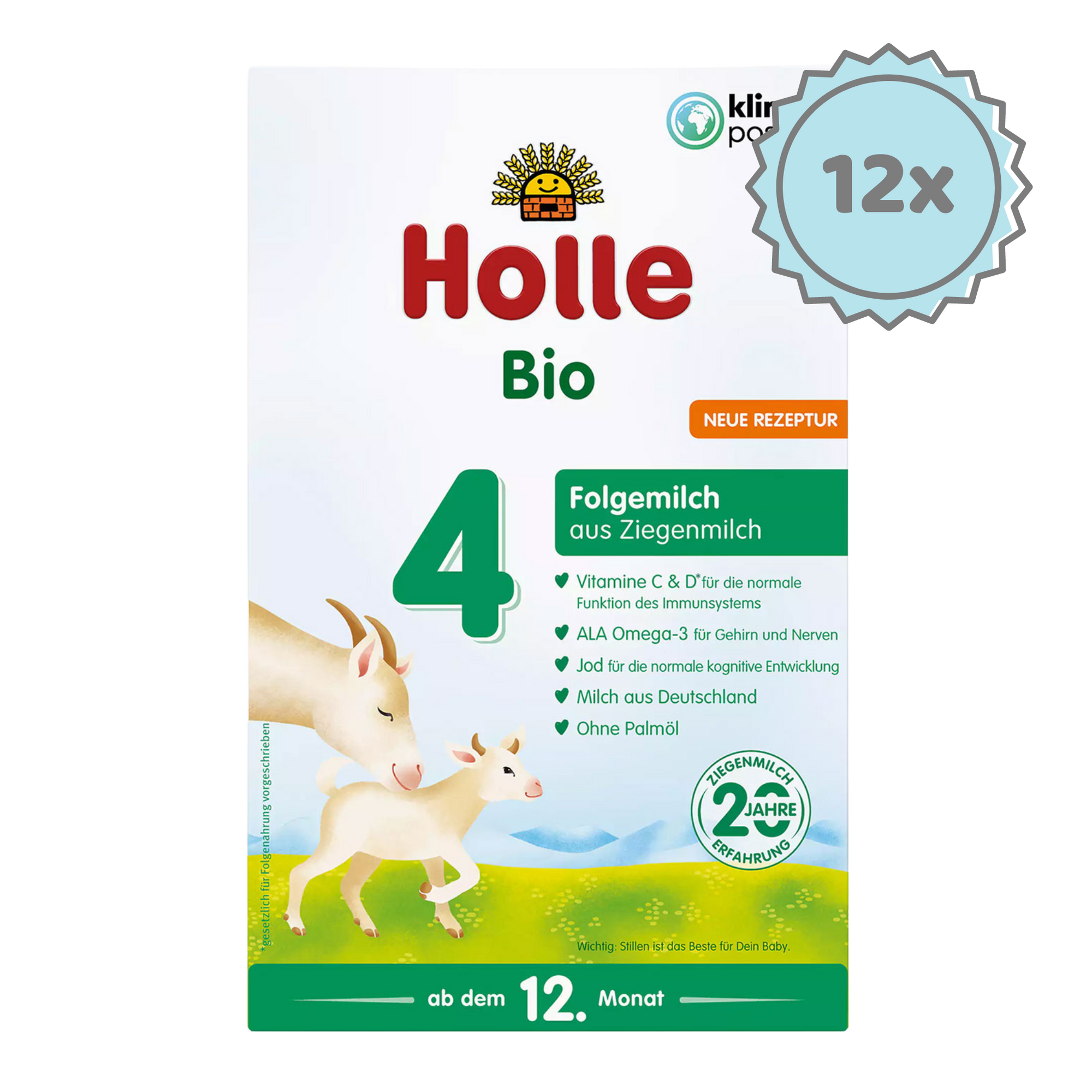 Holle Goat Stage 4 (12+ Months) Milk Formula | Organic European Baby Formula | 12 boxes