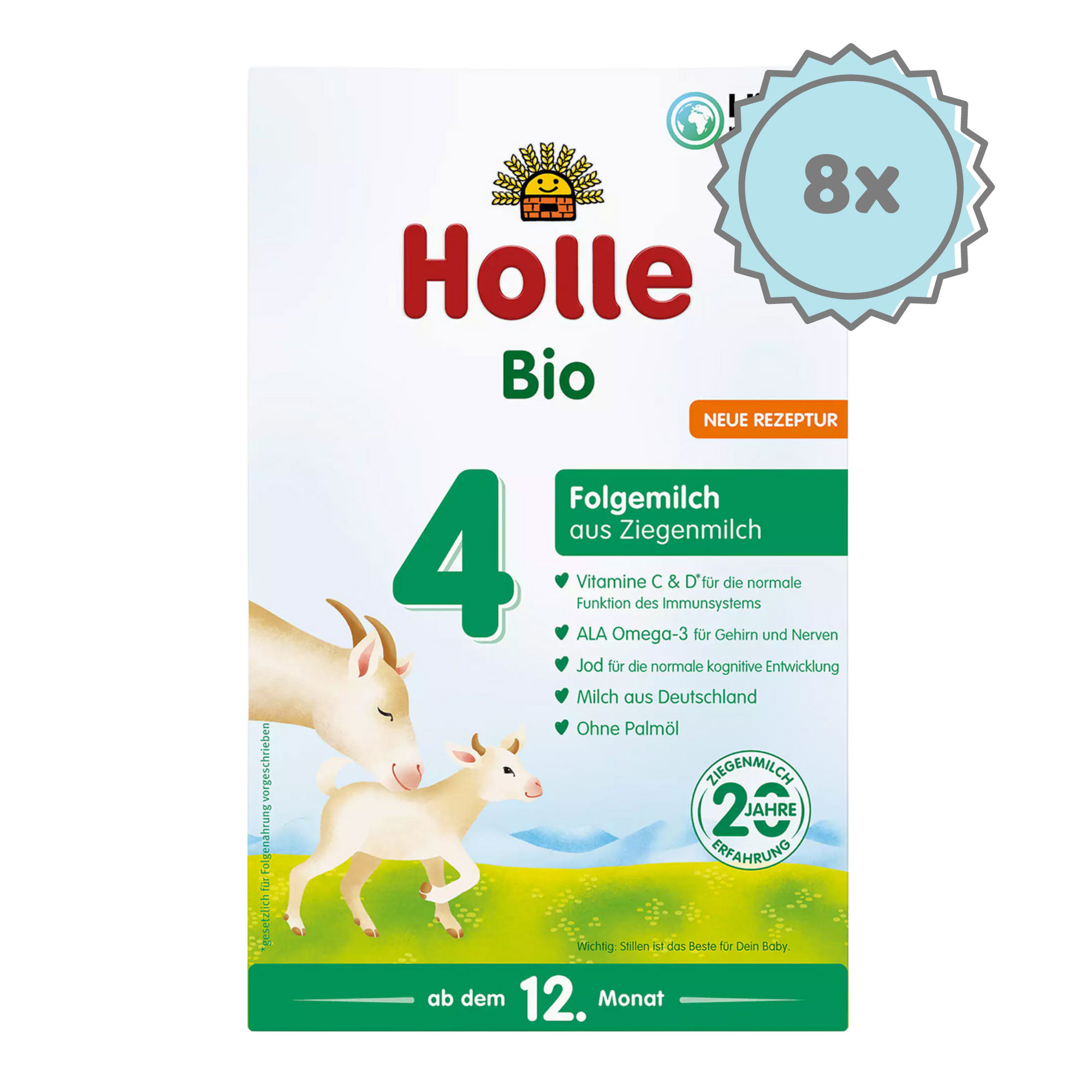 Holle Goat Stage 4 (12+ Months) Milk Formula | Organic European Baby Formula | 8 boxes