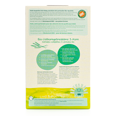 Holle Organic 3-Grain Porridge (6+ Months) - 250g | Ingredients