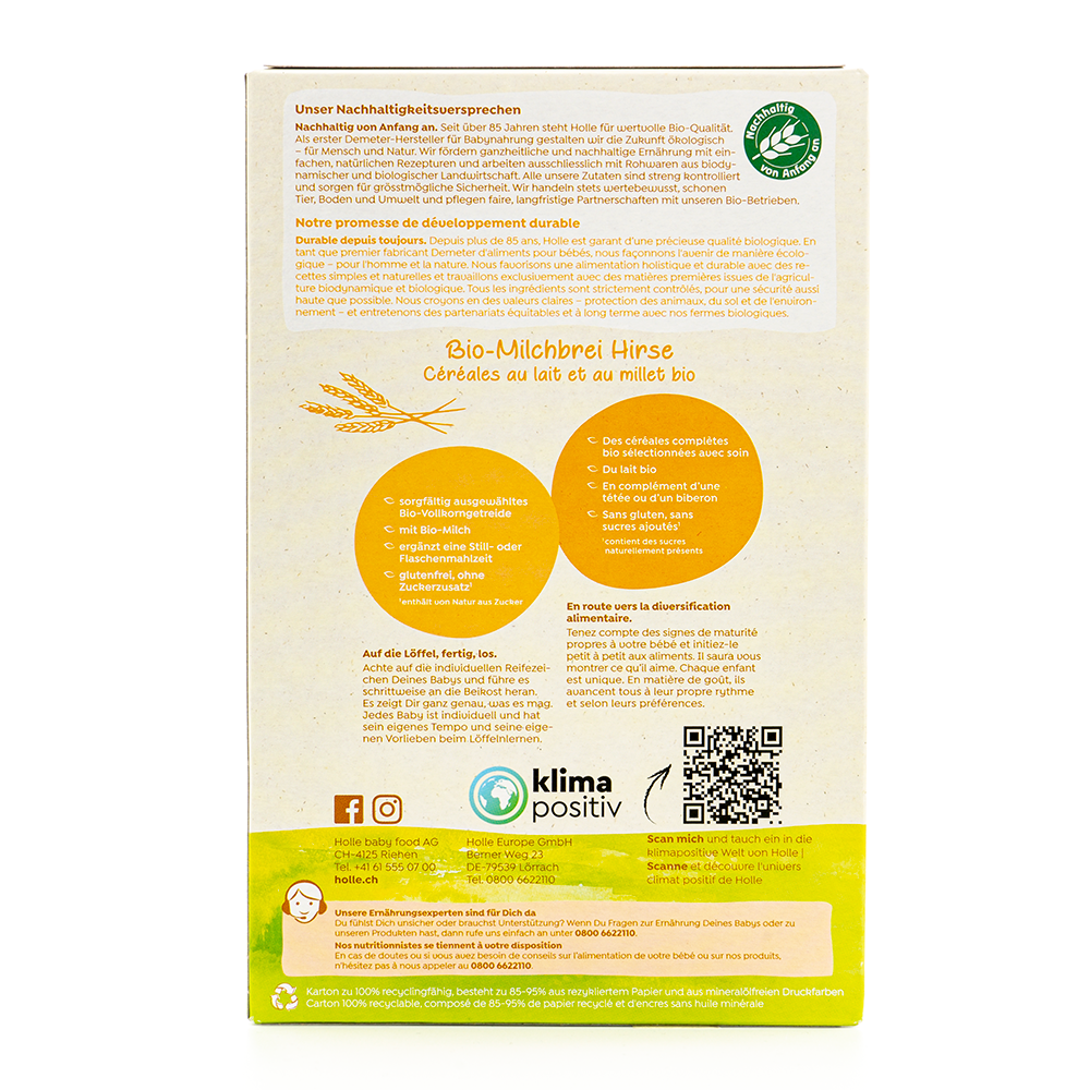 Holle Organic Milk Cereal with Millet (5+ Months) - 250g