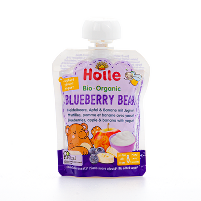 Holle Blueberry Bear: Blueberry, Apple, Banana & Yogurt (8+ Months) | Organic Baby Pouch