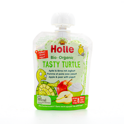 Holle Tasty Turtle: Apple, Pear & Yogurt (8+ Months) | Organic Baby Pouch