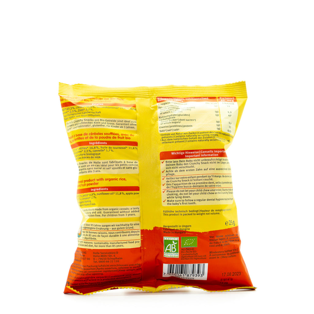 Holle Snack - Organic Apple-Cinnamon Crunchy Baby Puffs (3+ Years), - 6 Packs | Organic's Best Shop | Nutrition facts 