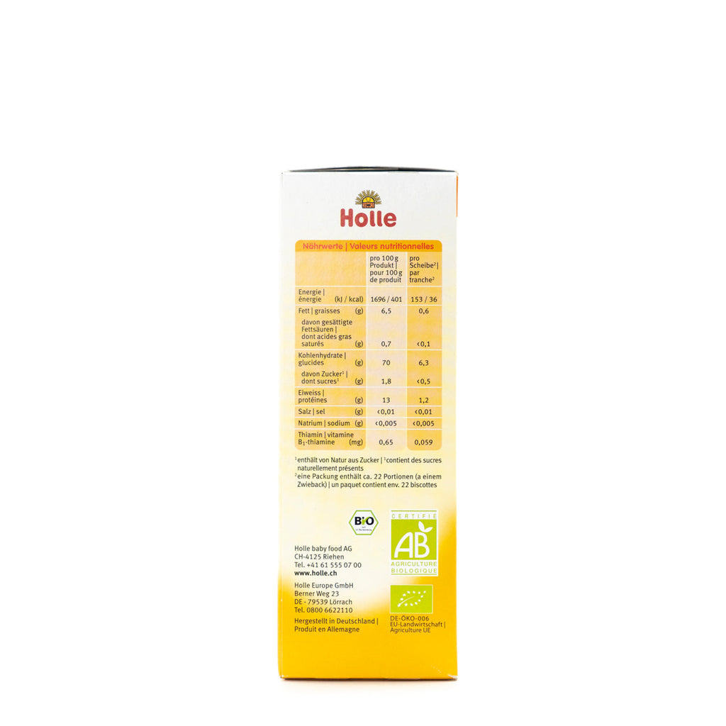 Holle Snack - Spelt Baby Rusks (6+ Months) | Organic's Best Shop | |Nutrition facts 