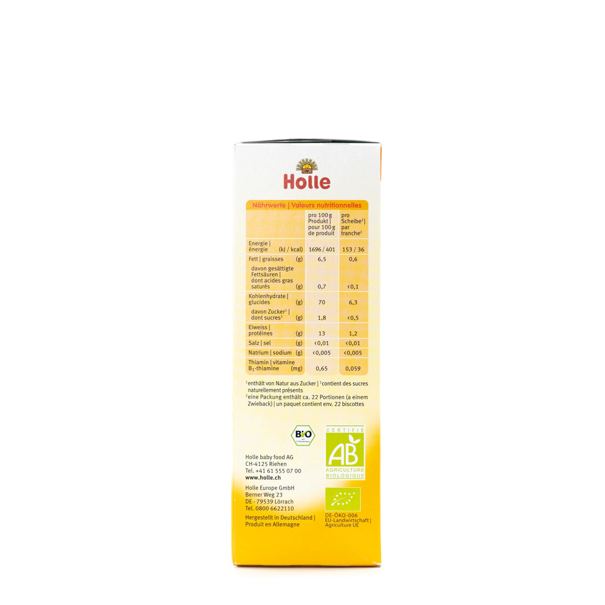 Holle Snack - Spelt Baby Rusks (6+ Months) | Organic's Best Shop | |Nutrition facts 