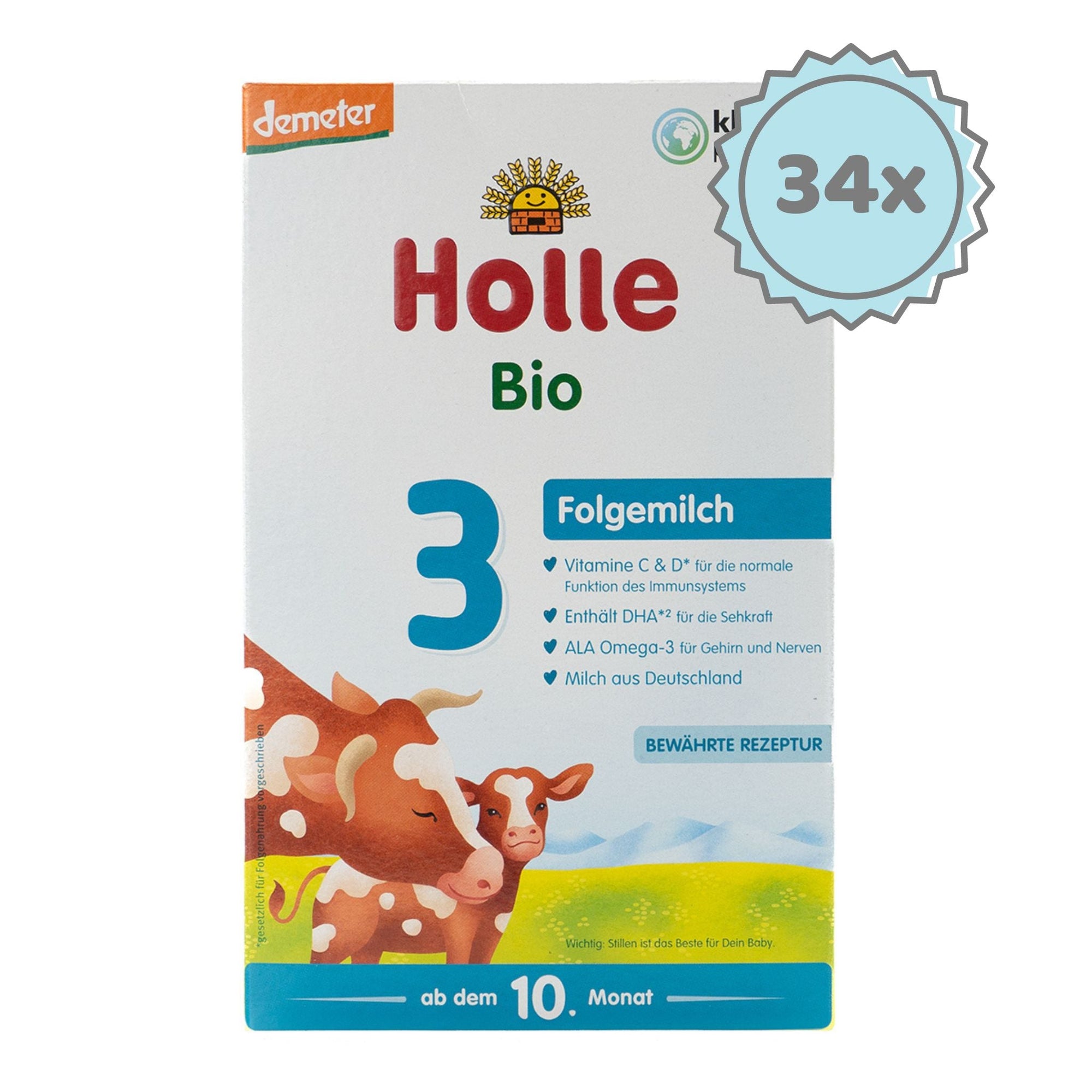 Holle Stage 3 (10-12 Months) |  European Organic Baby Formula | 34 boxes