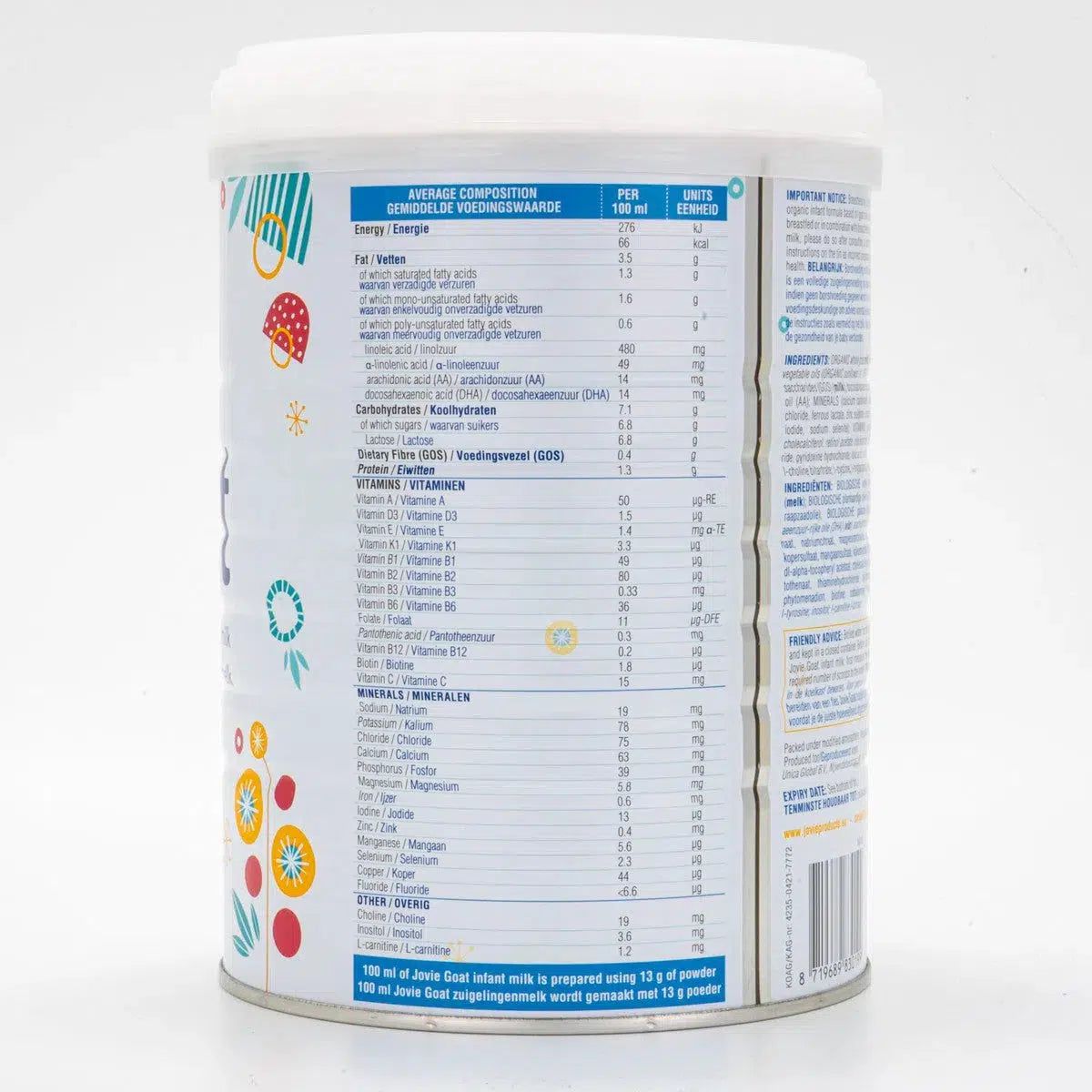 Jovie Stage 1 Organic Goat Milk Formula (800g) - 24 Cans