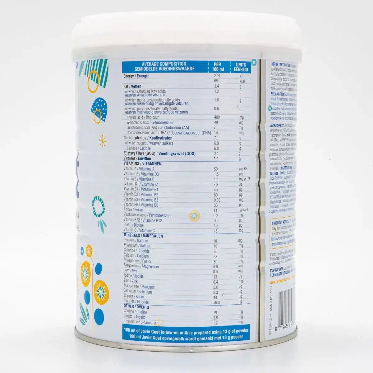 Jovie Stage 2 Organic Goat Milk Formula (800g) - 12 Cans