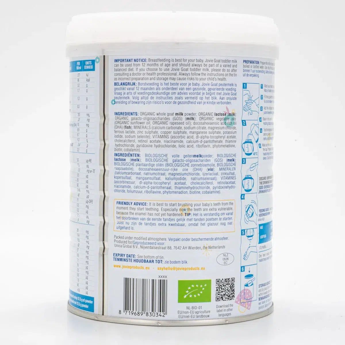 Jovie Stage 3 Organic Goat Milk Formula (800g) - 6 Cans