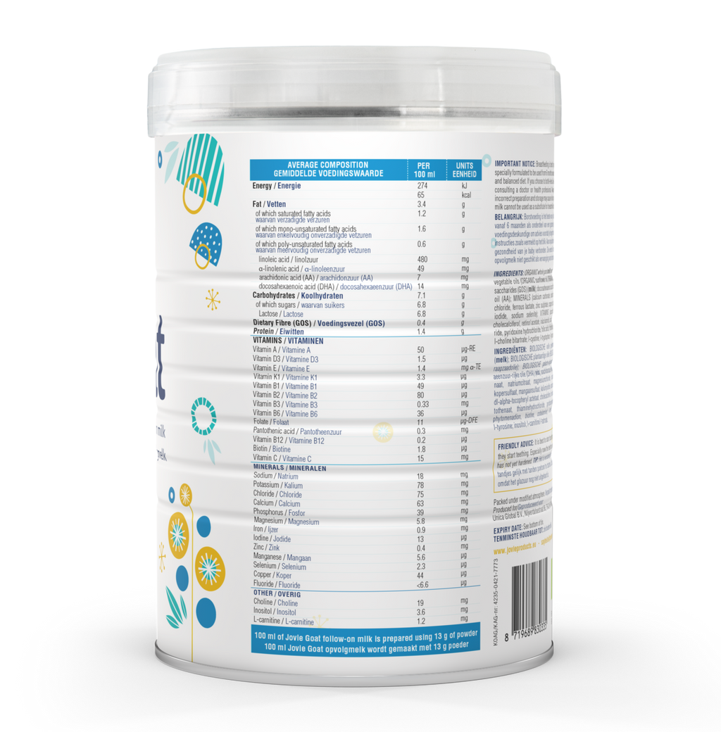 Jovie Stage 2 Organic Follow-on Goat Milk Formula (800g) - 12 Tins
