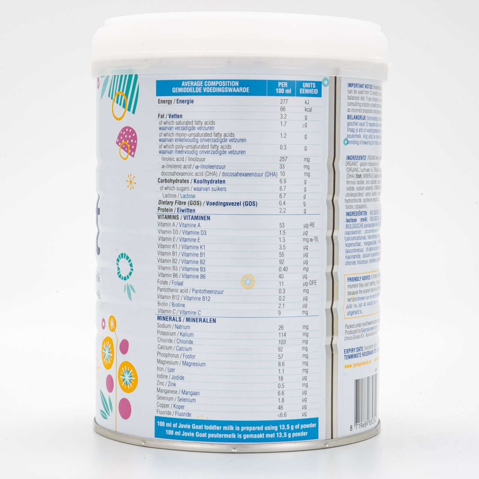 Jovie Stage 3 Organic Goat Milk Formula (800g) - 18 Cans