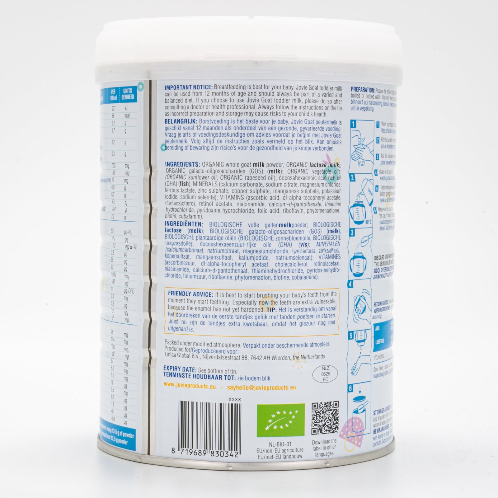 Jovie Stage 3 Organic Goat Milk Formula (800g) - 24 Cans