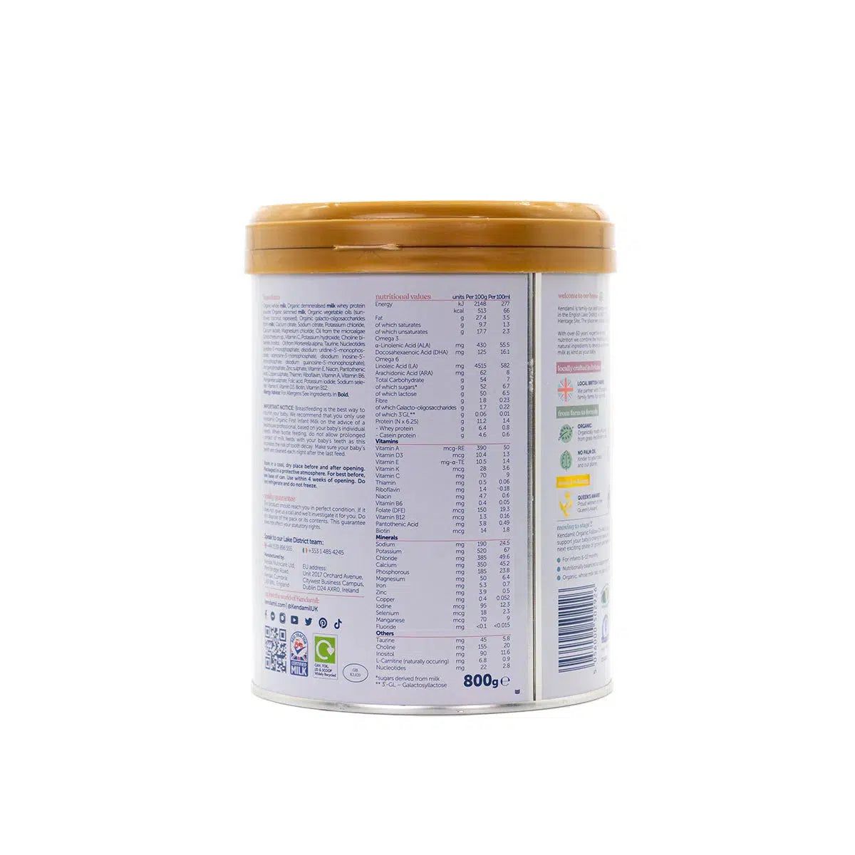 Kendamil Stage 1 (0-6 Months) Organic First Infant Milk Formula (800g) | Nutrition facts