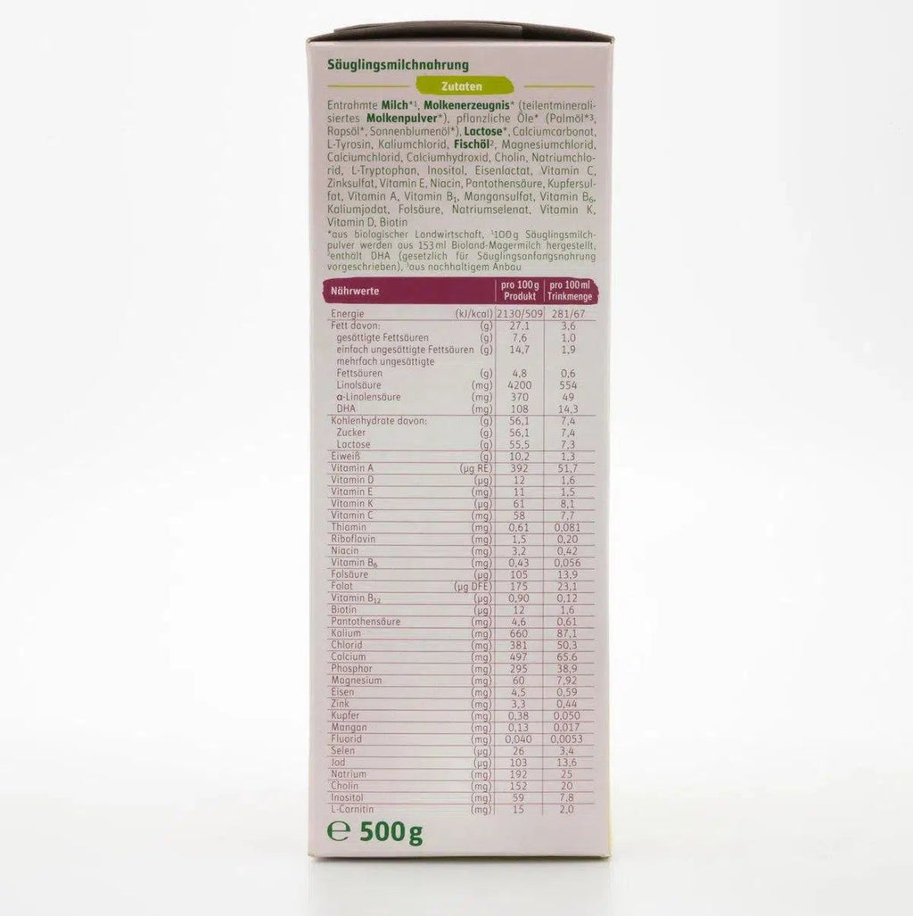 Lebenswert Bio Stage 1 (0-6 Months) Infant Formula | Nutrition Facts