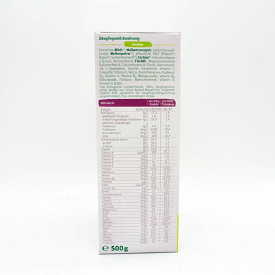 Nutrition Facts: Lebenswert Stage 1 Infant Milk Formula
