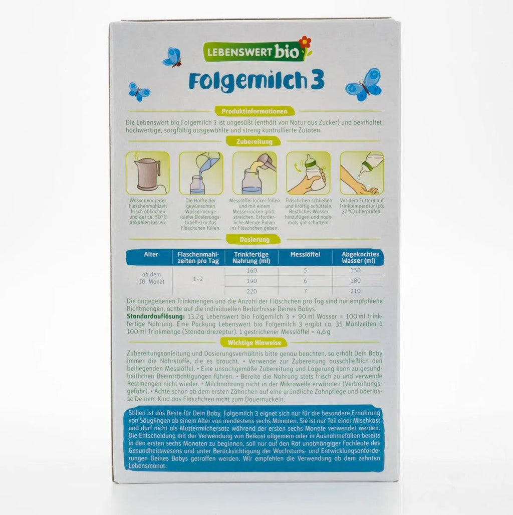 Lebenswert Bio Stage 3 (10+ Months) Organic Formula | Baby Formula Preparation Instruction