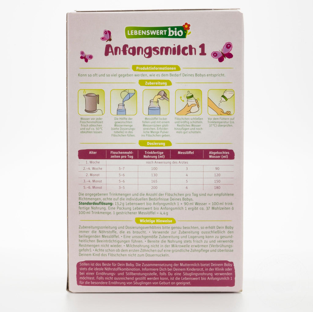 Lebenswert Bio Stage 1 (0-6 Months) Infant Formula | Baby Formula Preparation Instruction