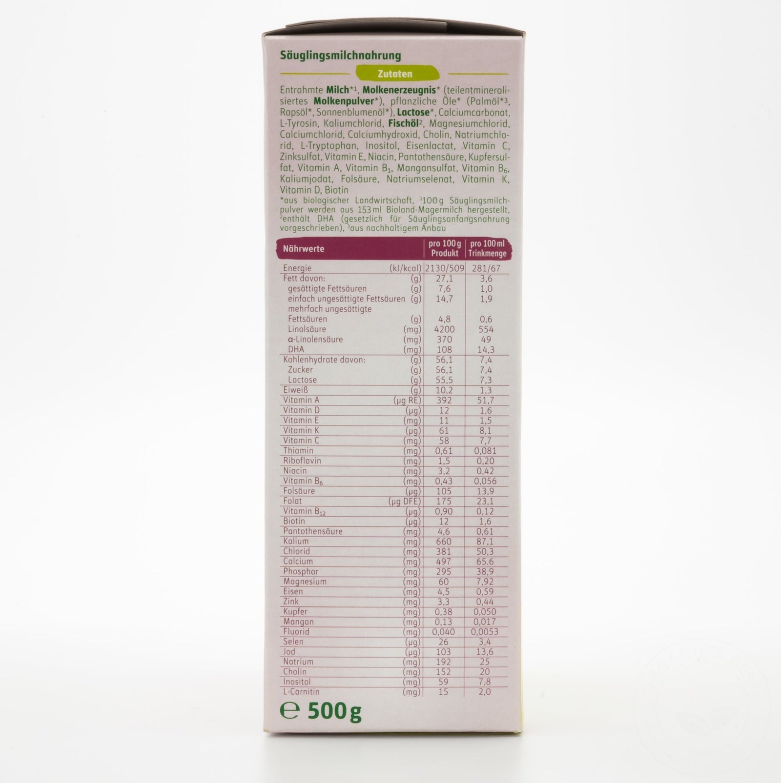 Lebenswert Bio Stage 1 (0-6 Months) Infant Formula | Nutrition Facts