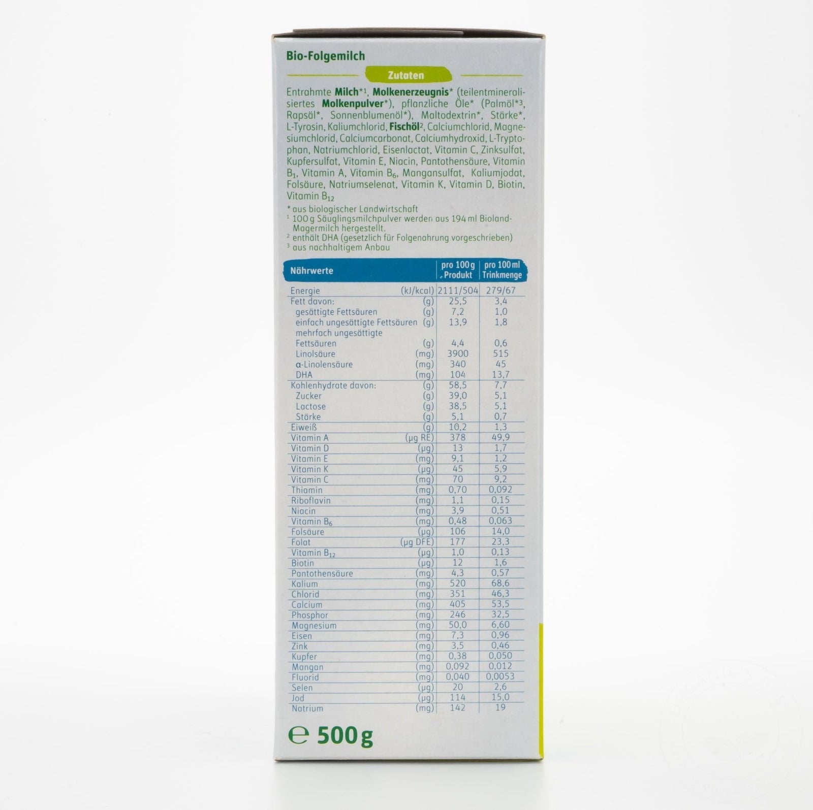 Lebenswert Bio Stage 2 (6-12 Months) Organic Formula | Nutrition Facts