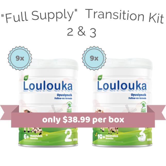 Loulouka Stage 2 / Stage 3 "Full Supply" Transition Kit - Organic Baby Milk Formula (900g) - 18 Boxes