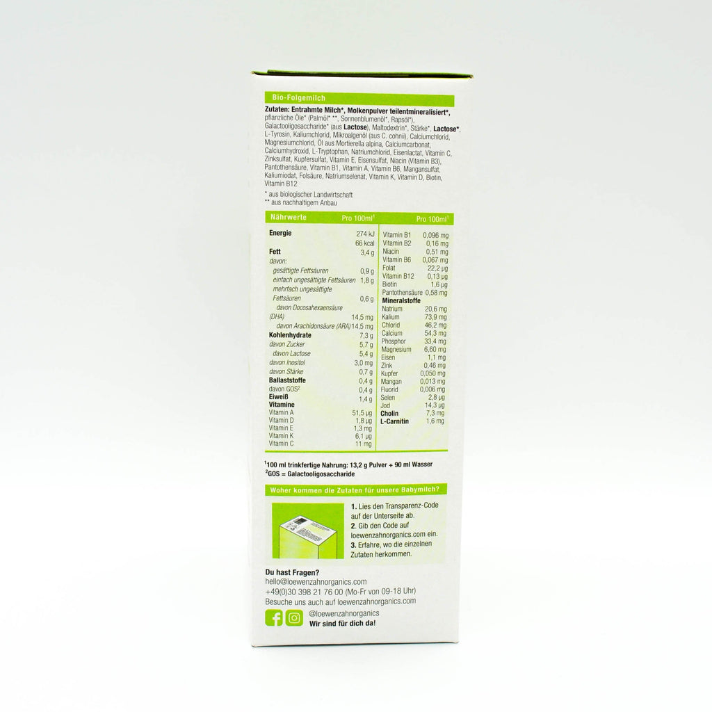 Löwenzahn Organics Stage 2 (6-12 Months) Formula | Nutrition Facts