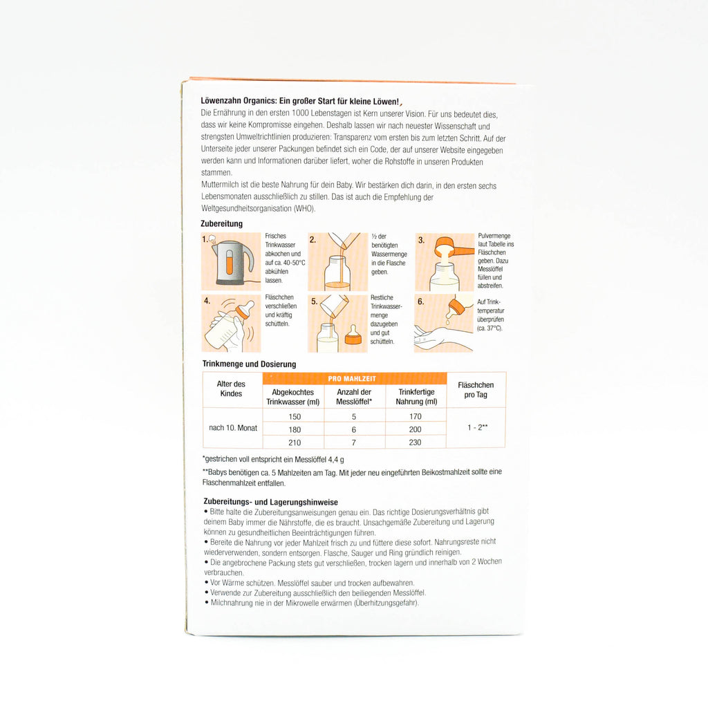Löwenzahn Organics Stage 3 (10+ Months) Formula | Baby Formula Preparation Instruction