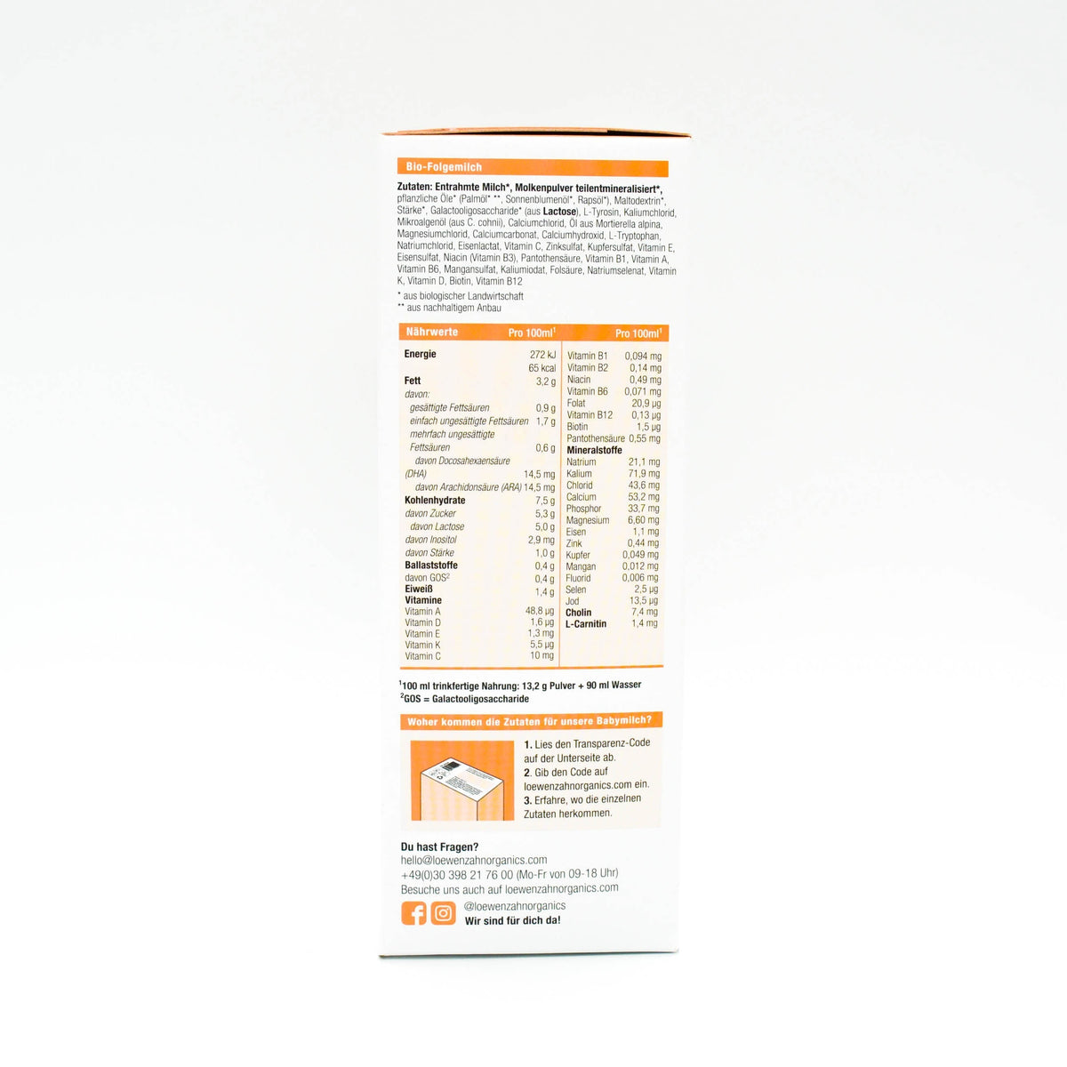 Löwenzahn Organics Stage 3 (10+ Months) Formula | Nutrition Facts