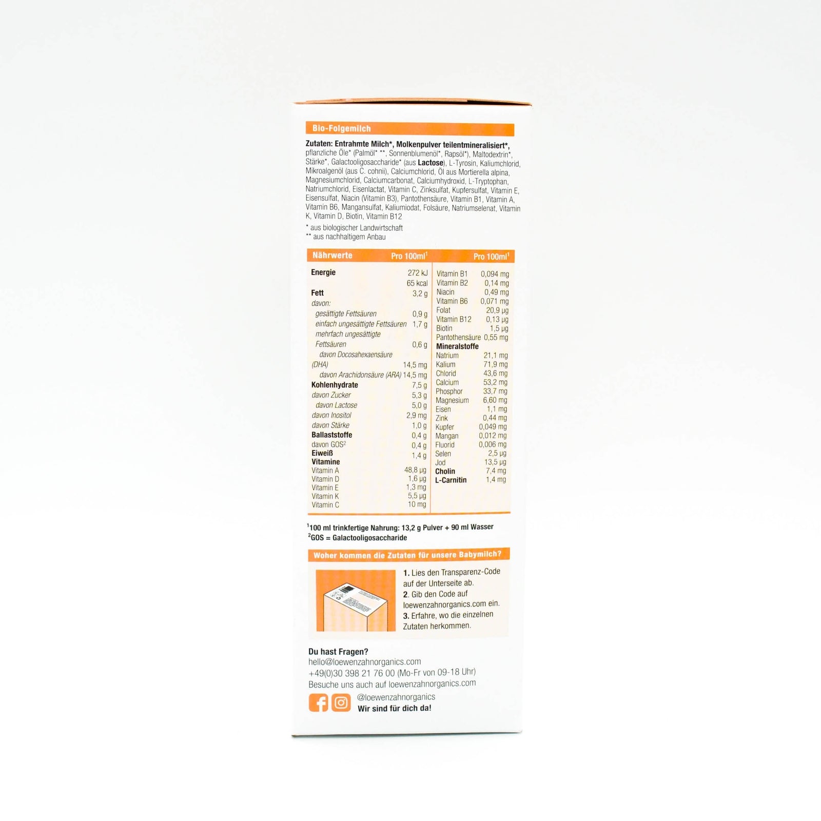 Löwenzahn Organics Stage 3 (10+ Months) Formula | Nutrition Facts