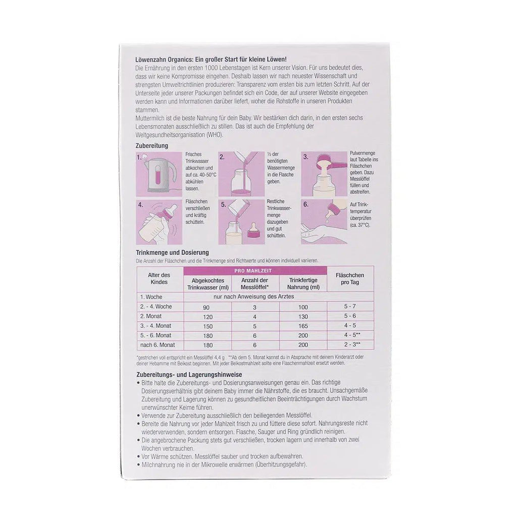 Löwenzahn Organics Goat Stage Pre | European Infant Baby Formula | Preparation