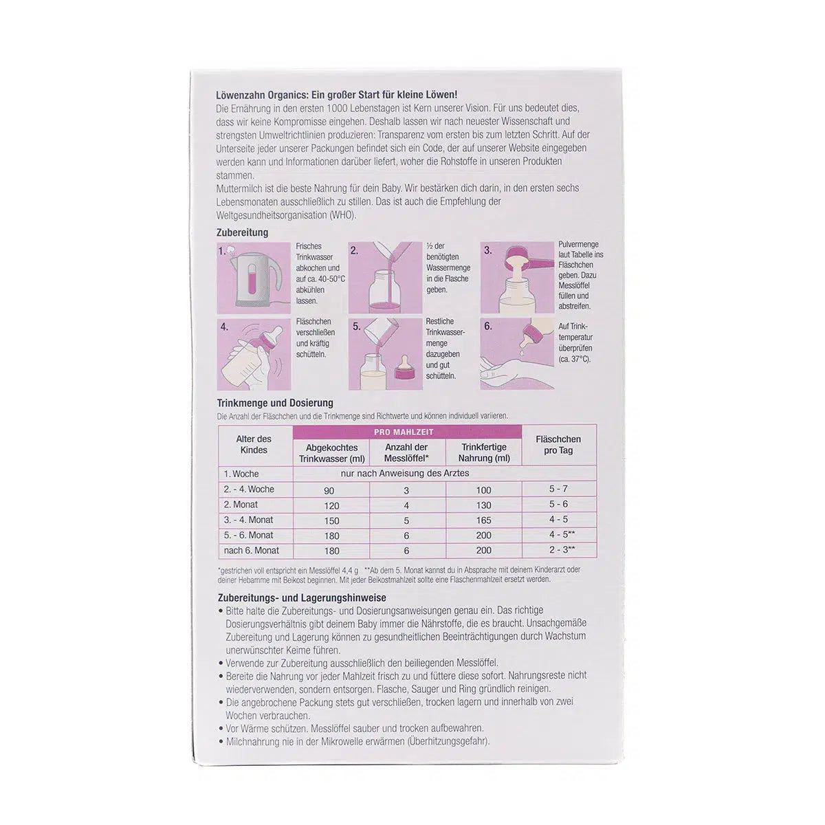 Löwenzahn Organics Goat Stage Pre | European Infant Baby Formula | Preparation