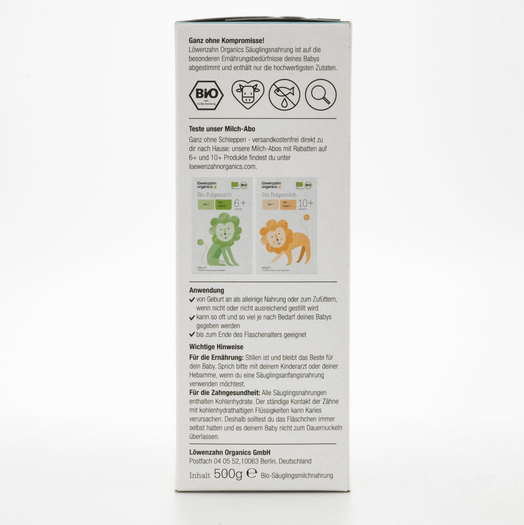 Löwenzahn Organics Stage Pre (0-6 Months) Infant Formula Ingredients