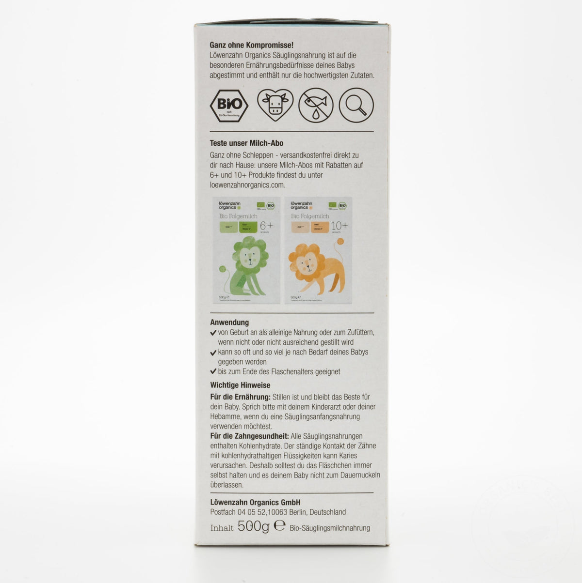 Löwenzahn Organics Stage Pre (0-6 Months) Infant Formula Ingredients