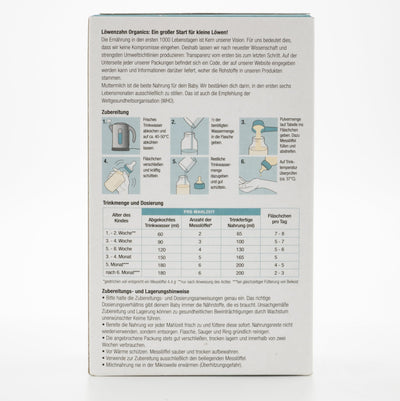 Löwenzahn Organics Stage Pre (0-6 Months) Infant Formula | Baby Formula Preparation Instruction