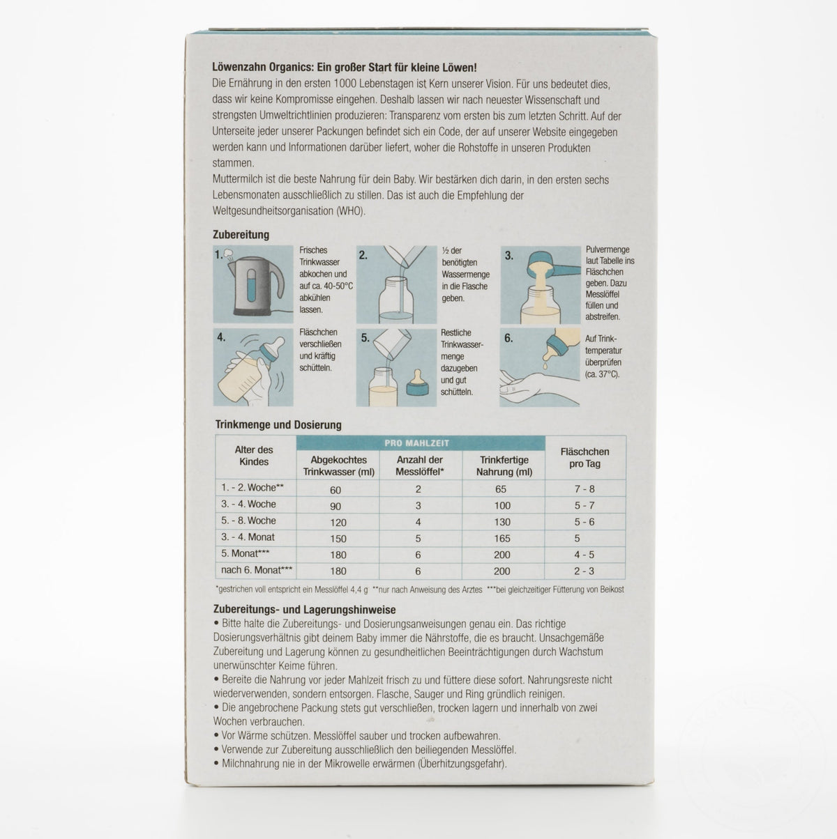 Löwenzahn Organics Stage Pre (0-6 Months) Infant Formula | Baby Formula Preparation Instruction